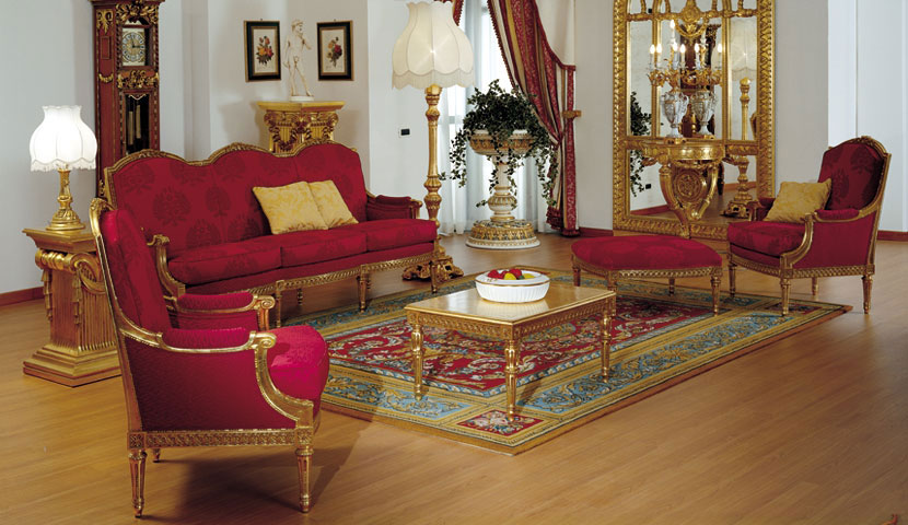 Klasik kızıl altın mobilya