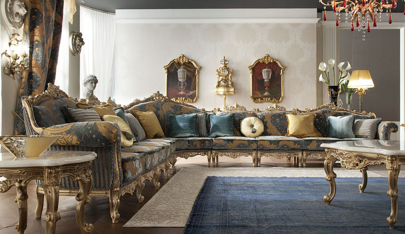 Klasik altın turkuaz mobilya