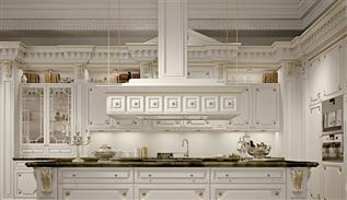 کابینت کلاسیک سفید در دکوراسیون آشپزخانه