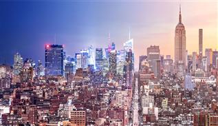 Stunning New York city skyline at night