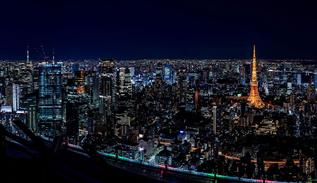 Japan cities from above in the night view