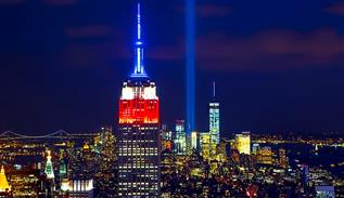 Empire State Building lighting at night